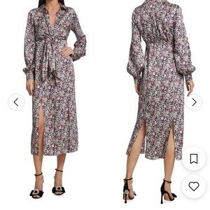 Cinq à Sept Women's Quin Floral Layered Midi Dress Powder Blue Multi Color